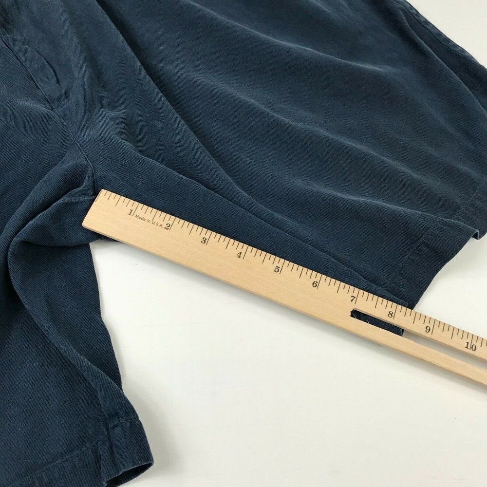 Bobby Chan Silk Blend Shorts Blue Pleated Front - Picture 6 of 11